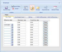 Customizable time tracking rate tables in Office Timesheets